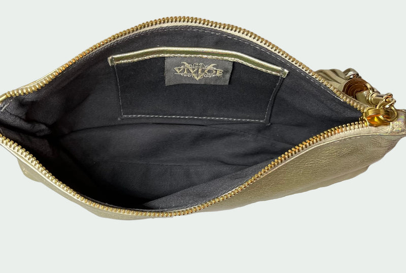 Interior view of Marquis leather handbag with inside pocket and lining