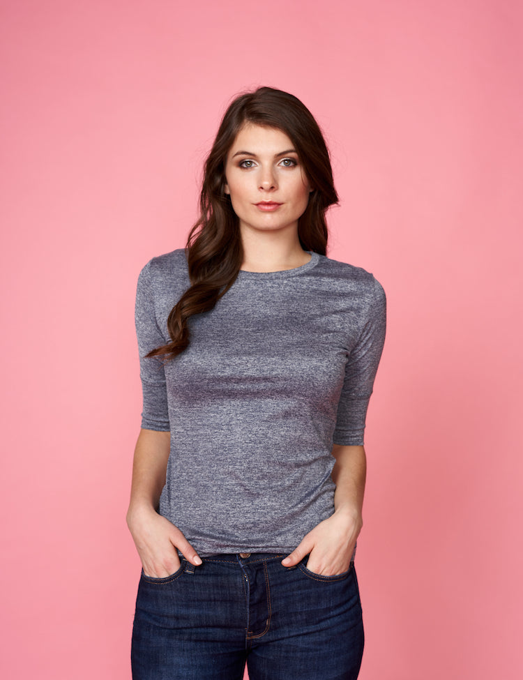Half sleeve blue marled t-shirt 